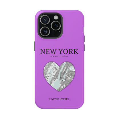 Add a touch of New York to your iPhone with the Purple Heartbeat MagSafe Case, offering durable protection, seamless MagSafe compatibility, and a choice between matt-York Heartbeat - Purple (iPhone MagSafe Case)