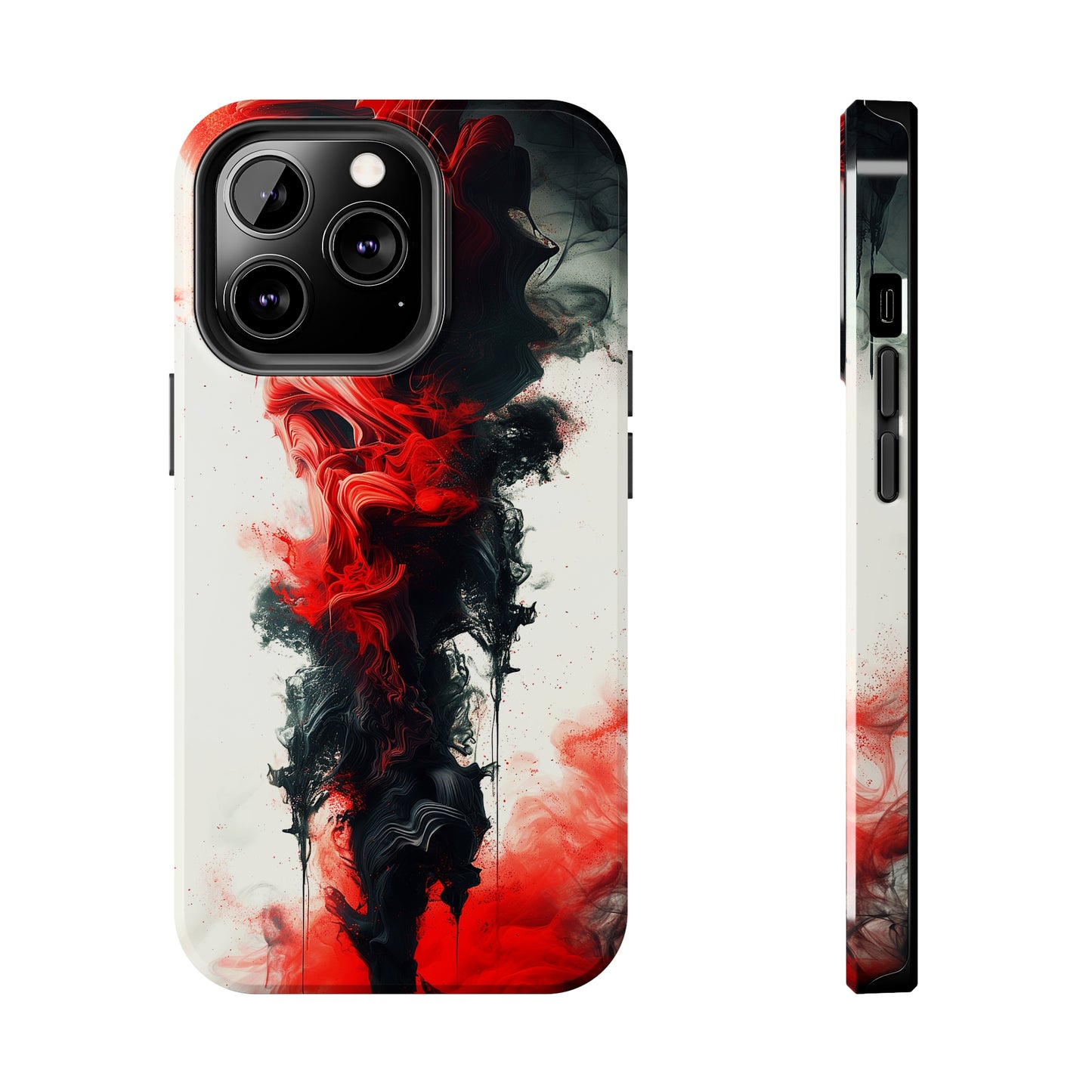 Ruby Ripples (iPhone Case 11-15)Elevate your iPhone's style with a Vibrant red ink flows on a tough case against a dark backdrop design. Sleek, durable protection for models 11-15. Free US shippingRimaGallery