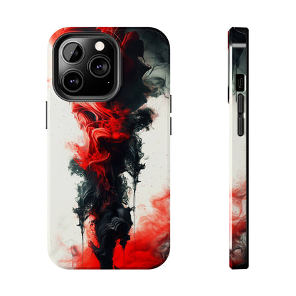 Ruby Ripples (iPhone Case 11-15)Elevate your iPhone's style with a Vibrant red ink flows on a tough case against a dark backdrop design. Sleek, durable protection for models 11-15. Free US shippingRimaGallery