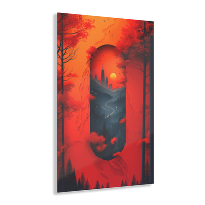 Red Leafy Cityscape (Acrylic)Step into the universe with Red forest and castle Acrylic art from RimaGallery. Experience the cosmos in your home with vibrant, ethically crafted art. Free shippingRimaGallery