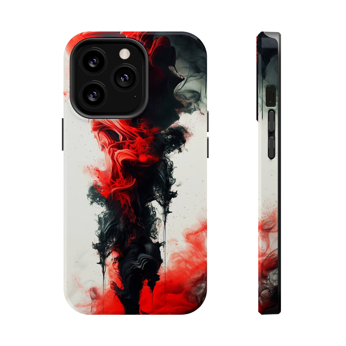 Ruby Ripples (iPhone MagSafe Case)Elevate your iPhone's protection and style with RimaGallery's Vibrant red ink flows on a MagSafe Case against a dark backdrop. Enjoy dual-layer defense, vibrant desiRimaGallery