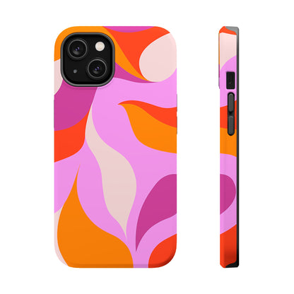 Peachy Swirls (iPhone MagSafe Case)Elevate your iPhone's protection and style with RimaGallery's Peachy Swirls design in sunset shades on a MagSafe Case against a dark backdrop. Enjoy dual-layer defenRimaGallery