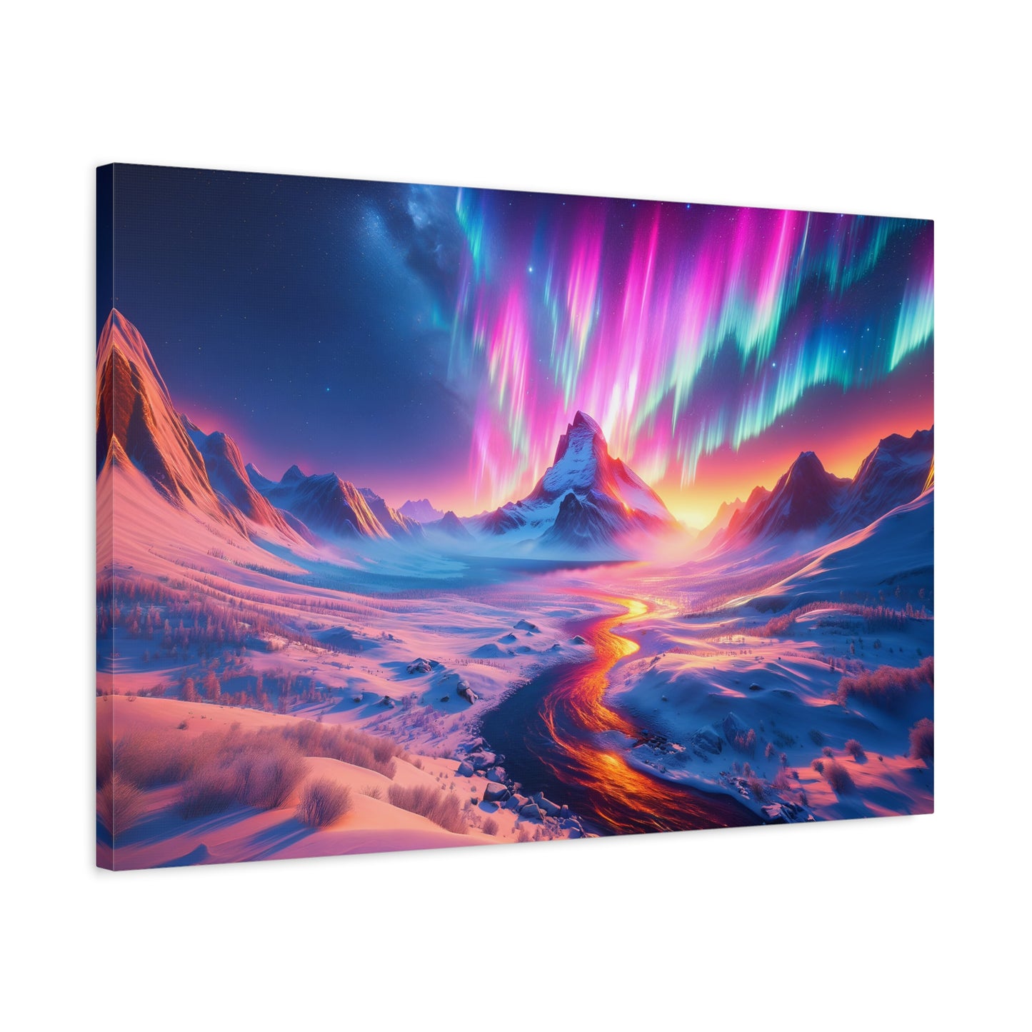 Auroral Mountain Majesty (Canvas)Auroral Mountain Majesty (Canvas  Matte finish, stretched, with a depth of 1.25 inches)
Struggling with low-quality canvases? Switch to RimaGallery! Our canvases areRimaGallery
