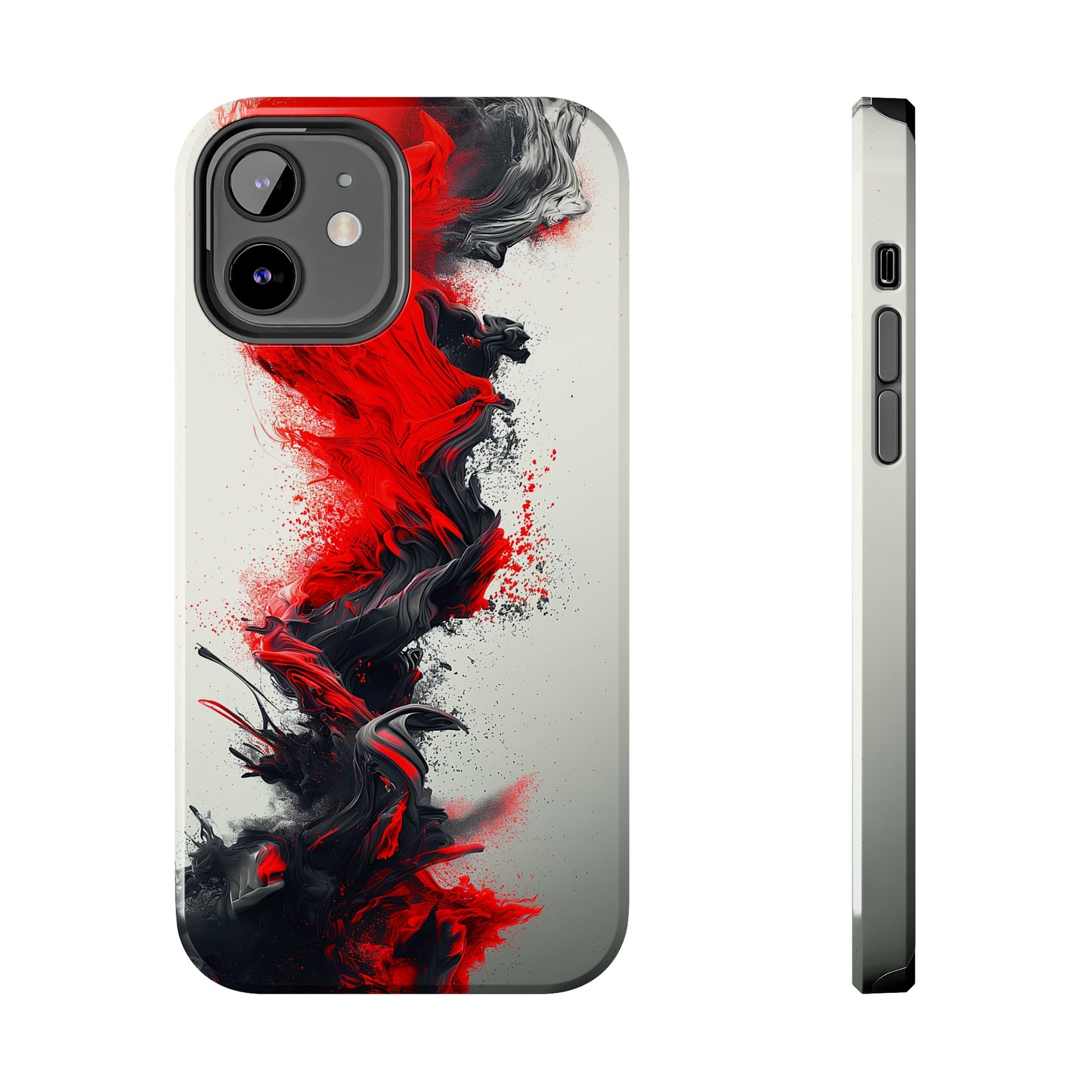 Scarlet Swish (iPhone Case 11-15)Elevate your iPhone's protection and style with RimaGallery's Artistic red and black abstract On case, featuring dual-layer defense and a sleek, glossy finish. Free RimaGallery