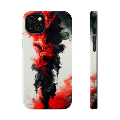 Ruby Ripples (iPhone MagSafe Case)Elevate your iPhone's protection and style with RimaGallery's Vibrant red ink flows on a MagSafe Case against a dark backdrop. Enjoy dual-layer defense, vibrant desiRimaGallery