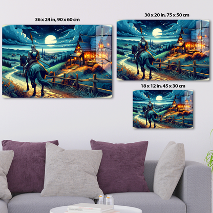 Moonlit Knight's Return (Acrylic)Make a statement with Moonlit Knight's Return acrylic prints. The 1⁄4" acrylic panel exudes the illusion of a smooth glass surface for vibrant artwork. Pre-installedRimaGallery