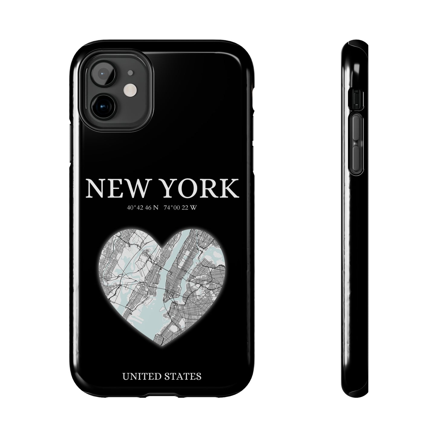 Elevate your iPhone with RimaGallery's New York Heartbeat case. Sleek design meets durability for stylish protection. Free US shipping.-York Heartbeat - Black (iPhone Case 11-15)