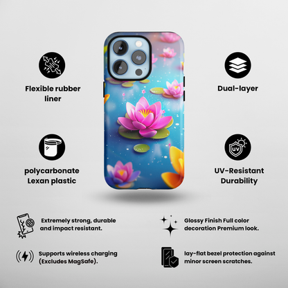 Lotus Lagoon (iPhone Case 11-15)Enhance your iPhone 11-15 with RIMA's Tough Case: Sleek design, double-layer protection, and wireless charging friendly. Perfect for the urban lifestyle.RimaGallery