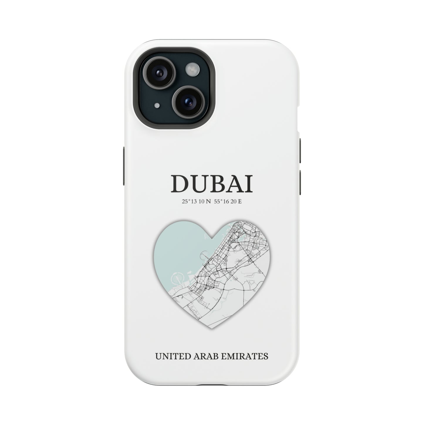 Dubai Heartbeat - White (iPhone MagSafe Case)Celestial Drive Revolutionize your iPhone's look and feel with RIMA Tough Phone Case – ultimate protection meets elegant style for iPhone 11-15. Grab yours now! 🛡️?imaGallery