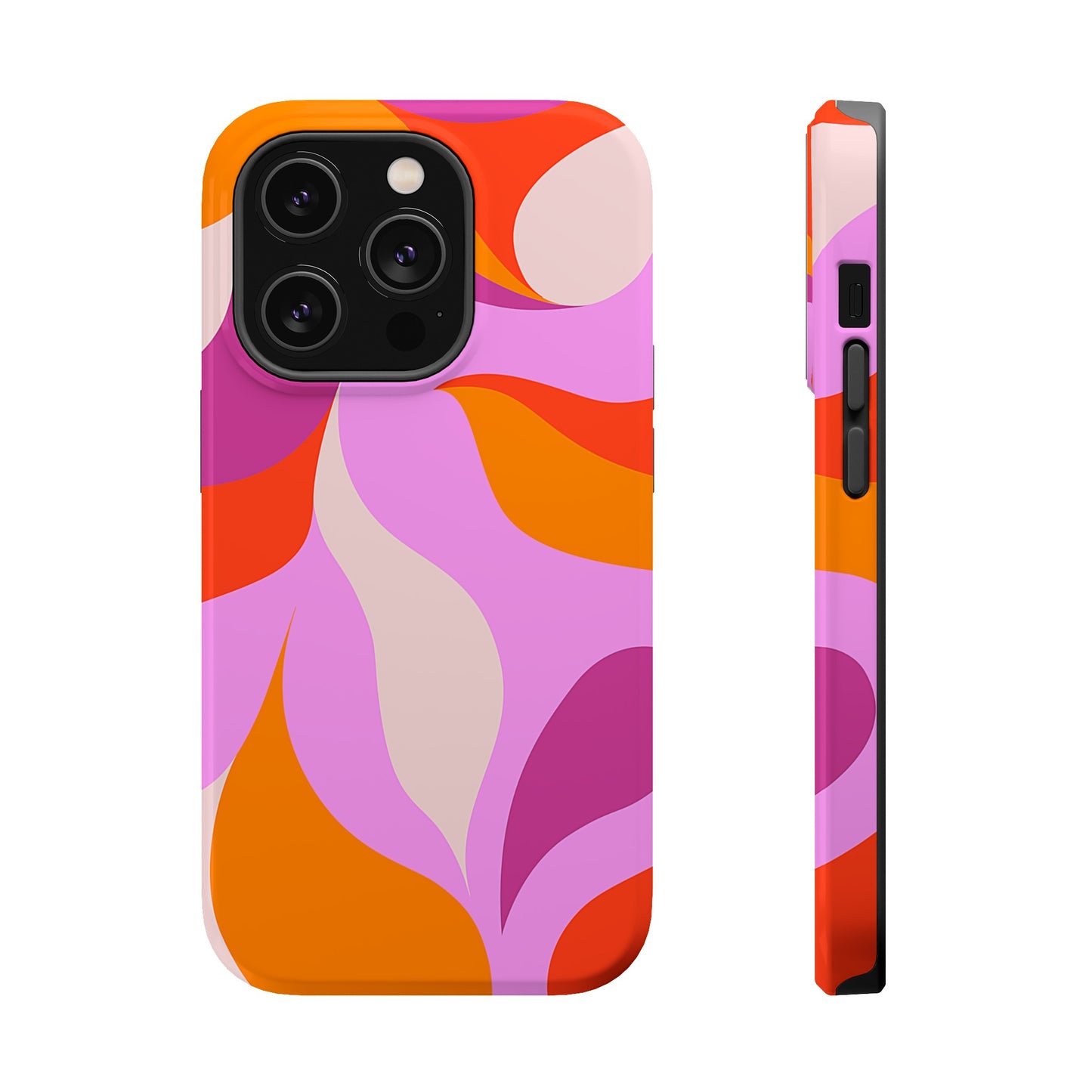 Peachy Swirls (iPhone MagSafe Case)Elevate your iPhone's protection and style with RimaGallery's Peachy Swirls design in sunset shades on a MagSafe Case against a dark backdrop. Enjoy dual-layer defenRimaGallery