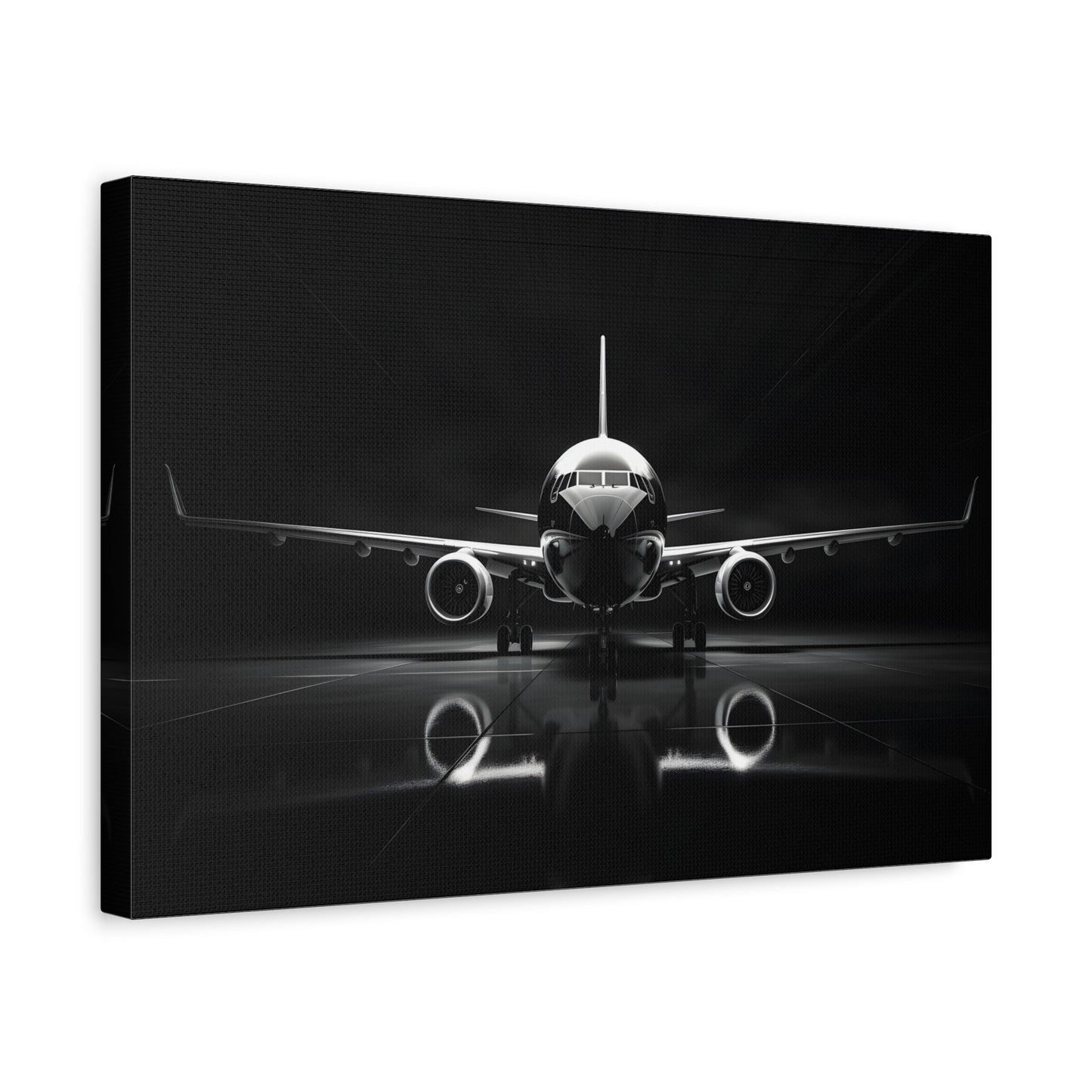 Black and White Airliner (Canvas  Matte finish, stretched, with a depth of 1.25 inches) Elevate your décor with RimaGallery’s responsibly made art canvases. Our eco--White Airliner (Canvas)