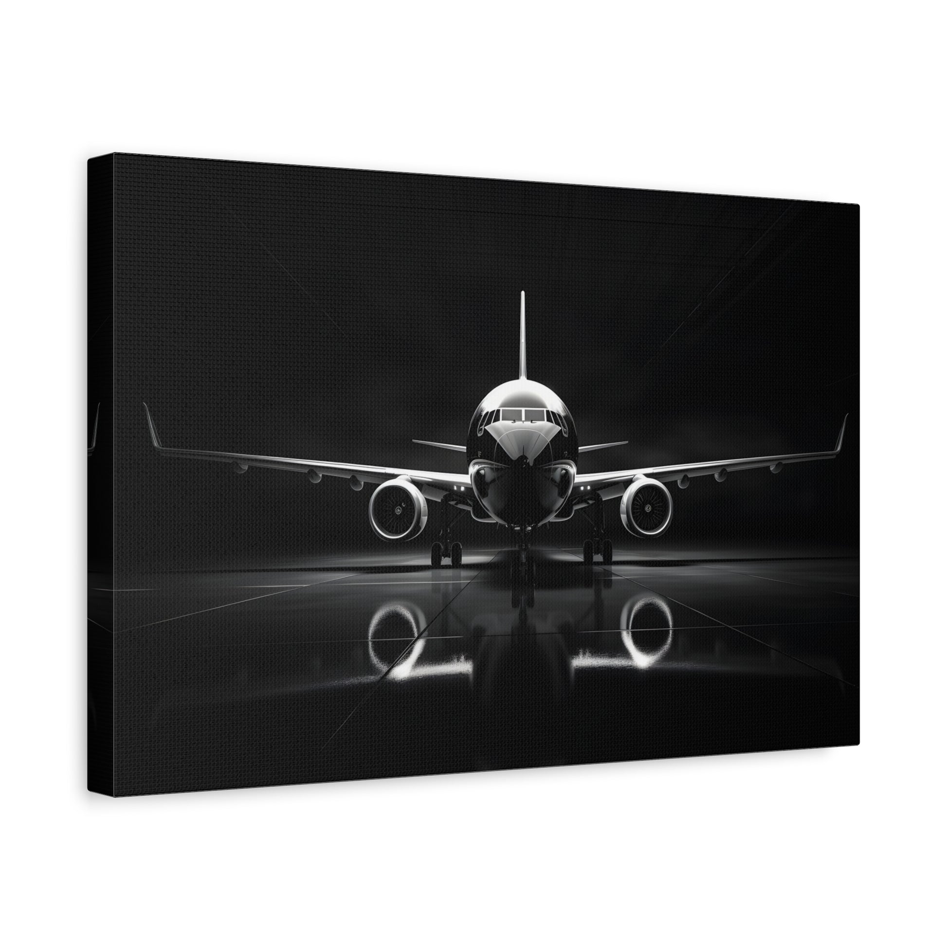 Black and White Airliner (Canvas  Matte finish, stretched, with a depth of 1.25 inches) Elevate your décor with RimaGallery’s responsibly made art canvases. Our eco--White Airliner (Canvas)