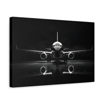 Black and White Airliner (Canvas  Matte finish, stretched, with a depth of 1.25 inches) Elevate your décor with RimaGallery’s responsibly made art canvases. Our eco--White Airliner (Canvas)