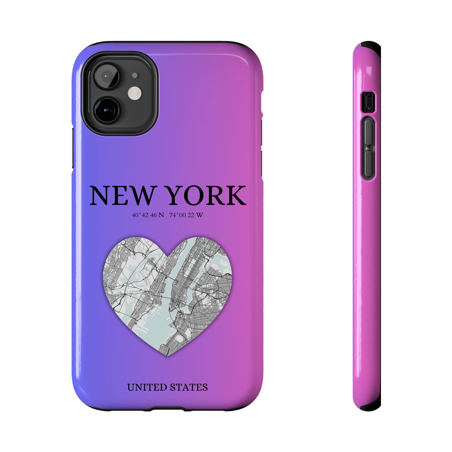Elevate your iPhone with RimaGallery's New York Heartbeat case. Sleek design meets durability for stylish protection. Free US shipping.-York Heartbeat - Magenta (iPhone Case 11-15)