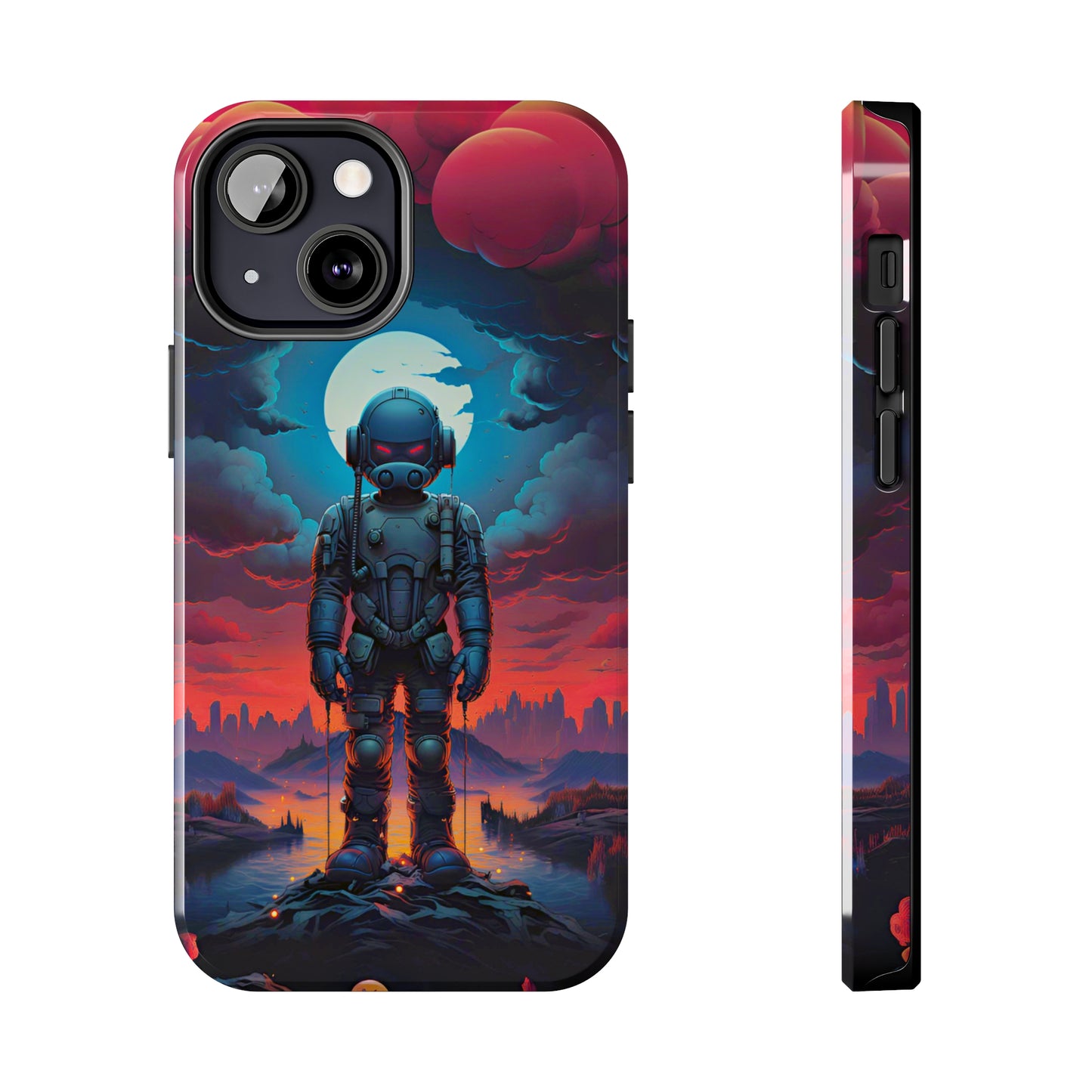 Stellar Sentinel Robot Soldier (iPhone Case 11-15)Guardian of the Galaxy 🌌🤖: Elevate your tech game with our "Stellar Sentinel" phone case, spotlighting a robot soldier, helmeted and vigilant, set against the mesmRimaGallery