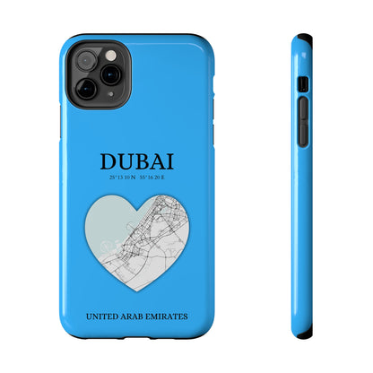 Dubai Heartbeat - Sky Blue (iPhone Case 11-15)Capture the essence of Dubai with RimaGallery's Heartbeat Purple iPhone case, blending durable protection and unique design. Perfect for iPhone 11-15 models. Free shRimaGallery