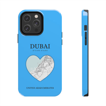 Dubai Heartbeat - Sky Blue (iPhone Case 11-15)Capture the essence of Dubai with RimaGallery's Heartbeat Purple iPhone case, blending durable protection and unique design. Perfect for iPhone 11-15 models. Free shRimaGallery