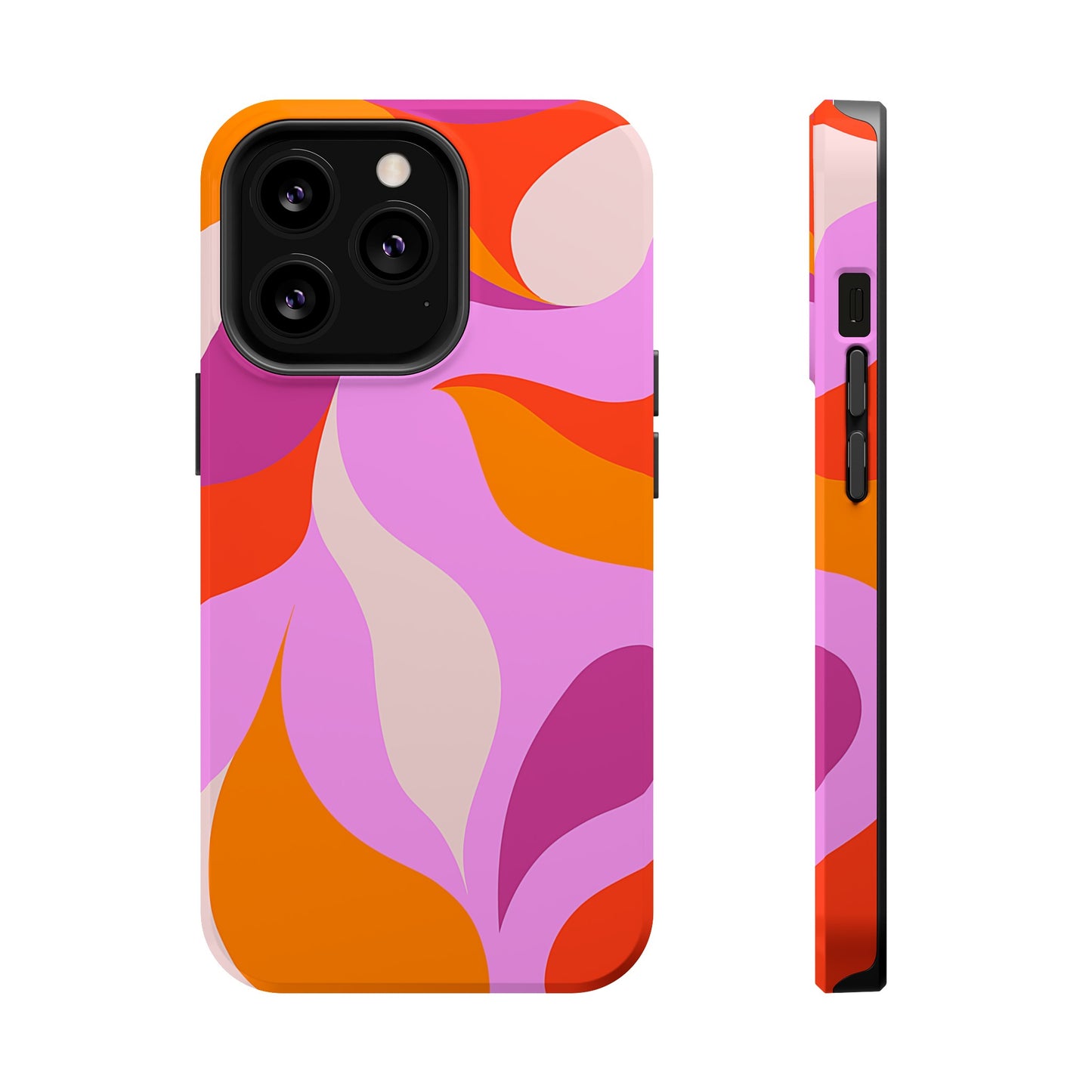 Peachy Swirls (iPhone MagSafe Case)Elevate your iPhone's protection and style with RimaGallery's Peachy Swirls design in sunset shades on a MagSafe Case against a dark backdrop. Enjoy dual-layer defenRimaGallery