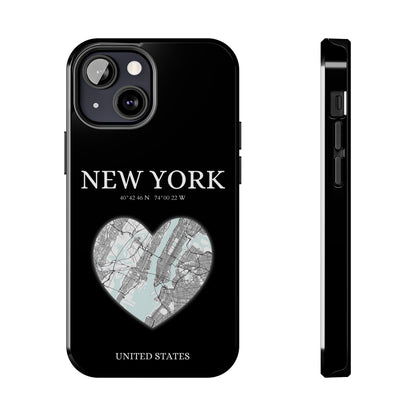 Elevate your iPhone with RimaGallery's New York Heartbeat case. Sleek design meets durability for stylish protection. Free US shipping.-York Heartbeat - Black (iPhone Case 11-15)
