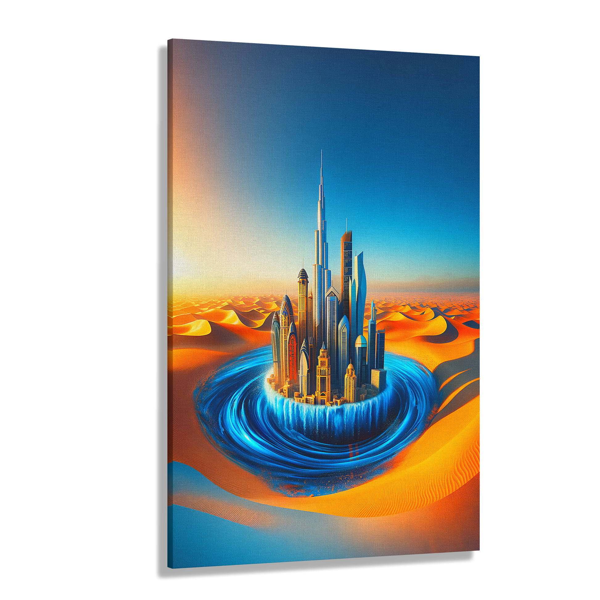 Aqua Metropolis (Canvas)Aqua Metropolis (Canvas  Matte finish, stretched, with a depth of 1.25 inches) Elevate your décor with RimaGallery’s responsibly made art canvases. Our eco-friendly RimaGallery