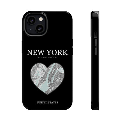 Elevate your iPhone's style with the New York Heartbeat Black MagSafe Case, offering robust protection, MagSafe compatibility, and a choice of matte or glossy finish-York Heartbeat - Black (iPhone MagSafe Case)