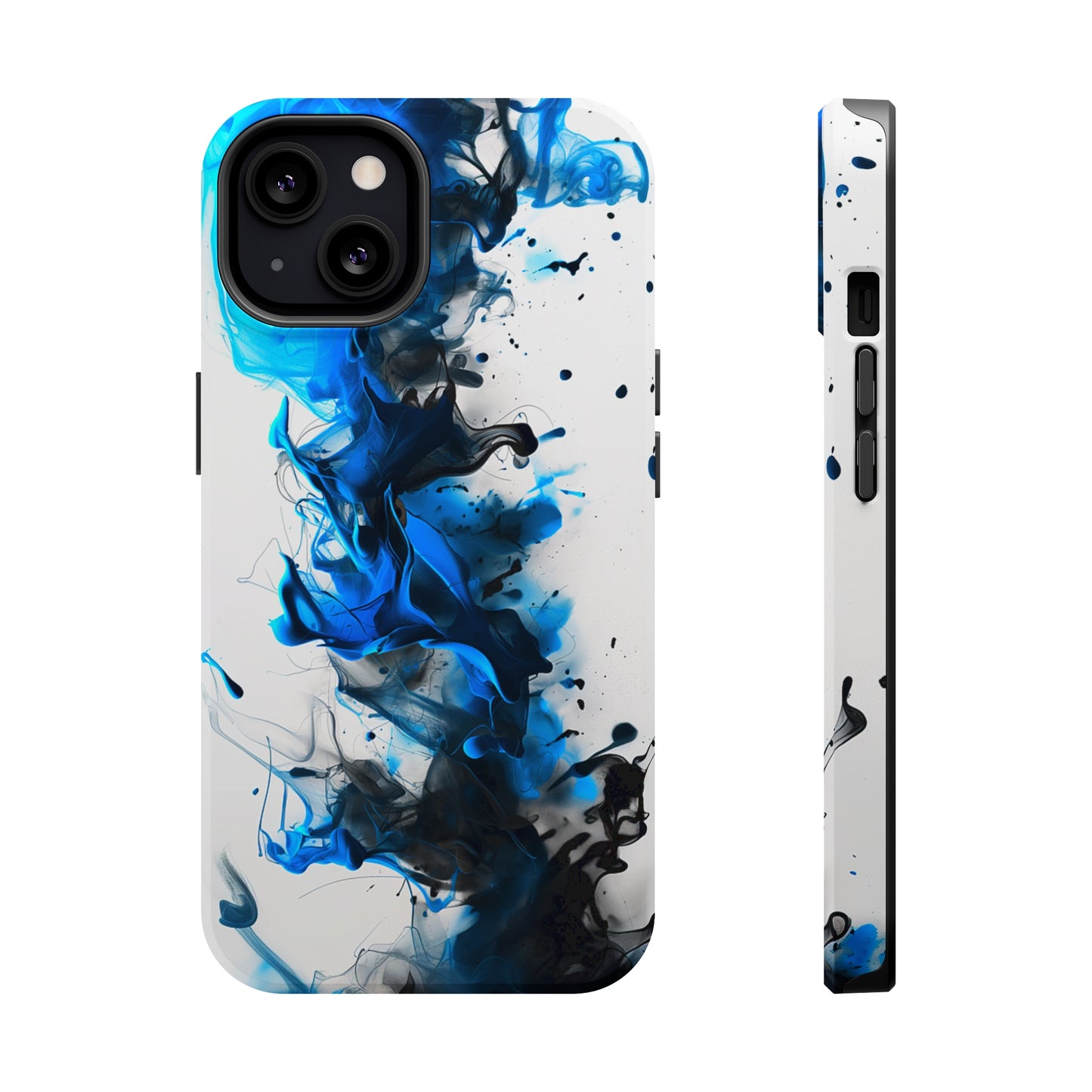 Blue Whisper (iPhone MagSafe Case)Elevate your iPhone's protection and style with RimaGallery's Blue and black ink abstract design on a white MagSafe Case. Enjoy dual-layer defense, vibrant design chRimaGallery