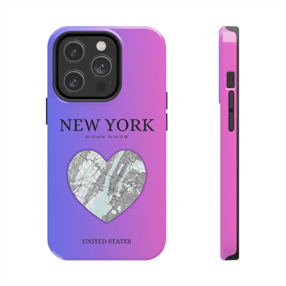 Elevate your iPhone with RimaGallery's New York Heartbeat case. Sleek design meets durability for stylish protection. Free US shipping.-York Heartbeat - Magenta (iPhone Case 11-15)