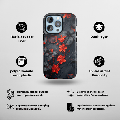 Midnight Bloom (iPhone Case 11-15)Elevate your iPhone experience with RIMA's Tough Phone Case, designed for iPhone 11 to 15 include modles pro and max. Double-layer defense and premium materials provRimaGallery