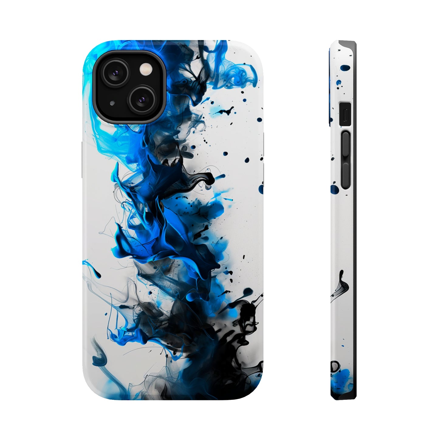 Blue Whisper (iPhone MagSafe Case)Elevate your iPhone's protection and style with RimaGallery's Blue and black ink abstract design on a white MagSafe Case. Enjoy dual-layer defense, vibrant design chRimaGallery