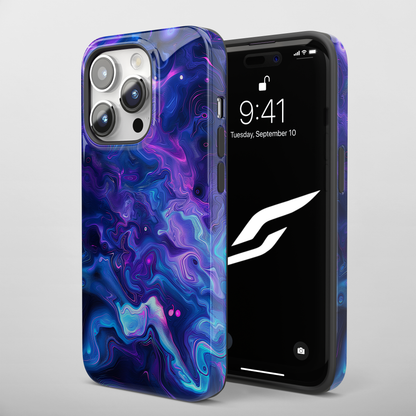Nebula Swirl (iPhone MagSafe Case)Elevate your iPhone's protection and style with RimaGallery's TVibrant cosmic swirls in a nebula palette on iphone MagSafe Case against a dark backdrop. Enjoy dual-lRimaGallery
