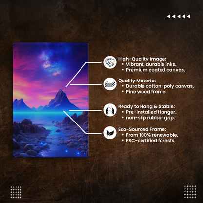 Galactic Lullaby (Canvas)Galactic Lullaby  (Canvas  Matte finish, stretched, with a depth of 1.25 inches) Elevate your décor with RimaGallery’s responsibly made art canvases. Our eco-friendlRimaGallery