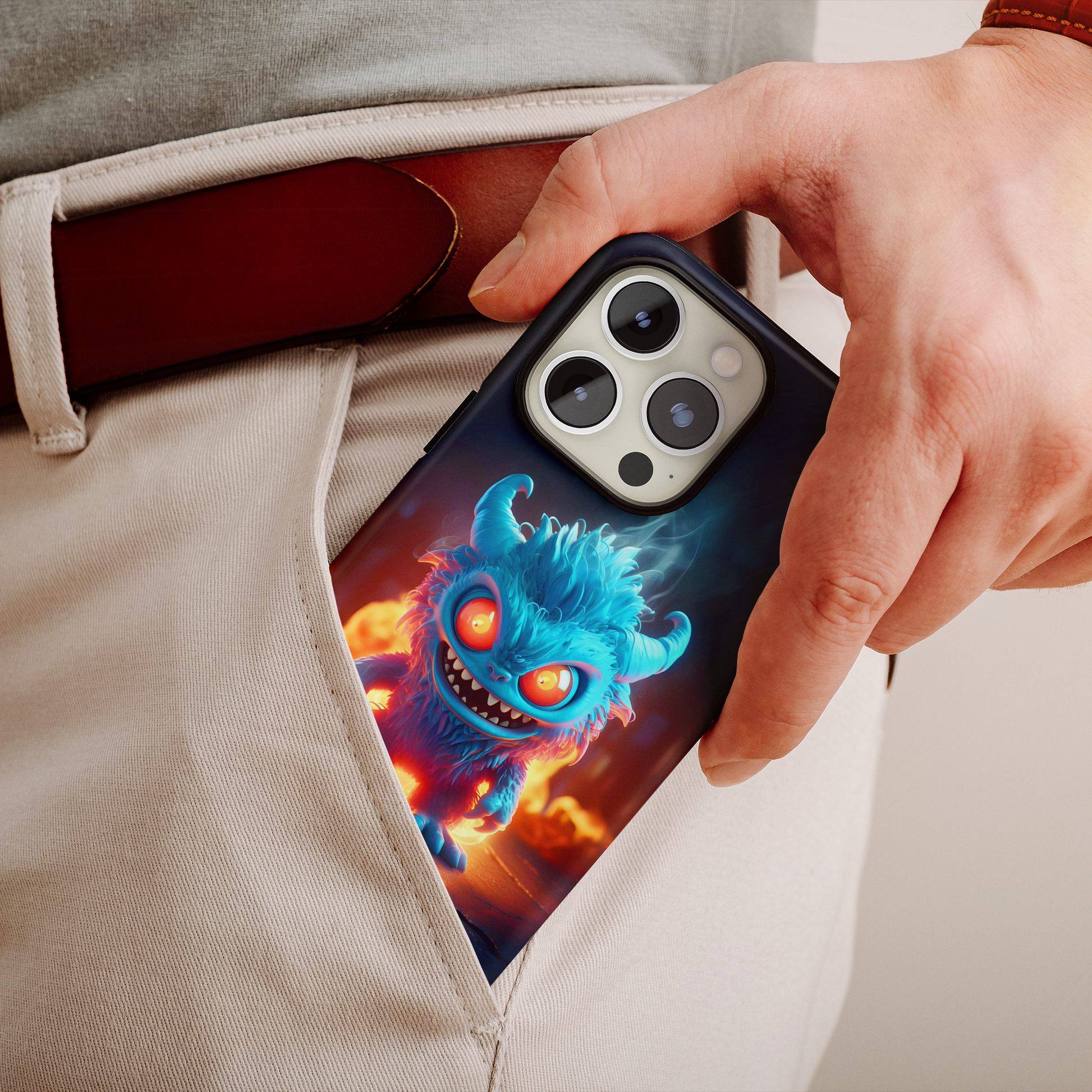 Fiery Monster (iPhone Case 11-15)Protect and personalize your iPhone 11, 12, 13, 14, &amp; 15 with RIMA's Tough Phone Case. Featuring robust materials, sleek design, and compatibility with wireless RimaGallery