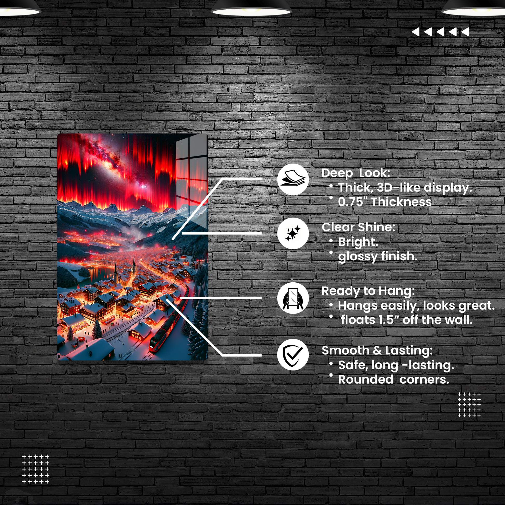 Aurora Village (Acrylic)Aurora Village Luminescence Transform your space with our elegant Acrylic Prints, where art meets modernity. Experience superior quality with high-grade acrylic and RimaGallery