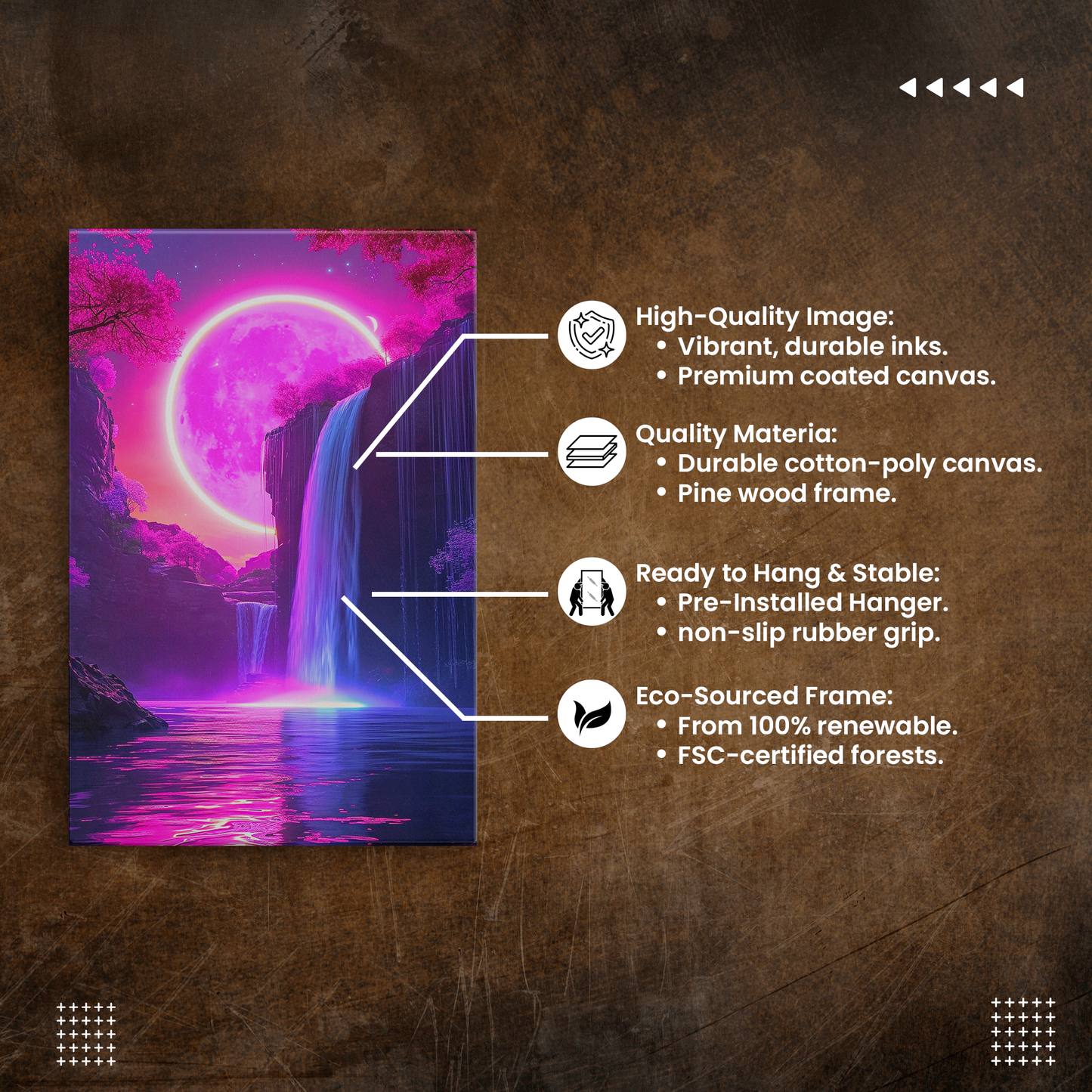 Magenta Moonfall (Canvas)Experience the fusion of art and ethics with RimaGallery's eco-friendly canvases. Stunning visuals, diverse sizes, and sustainable materials. Transform your space noRimaGallery