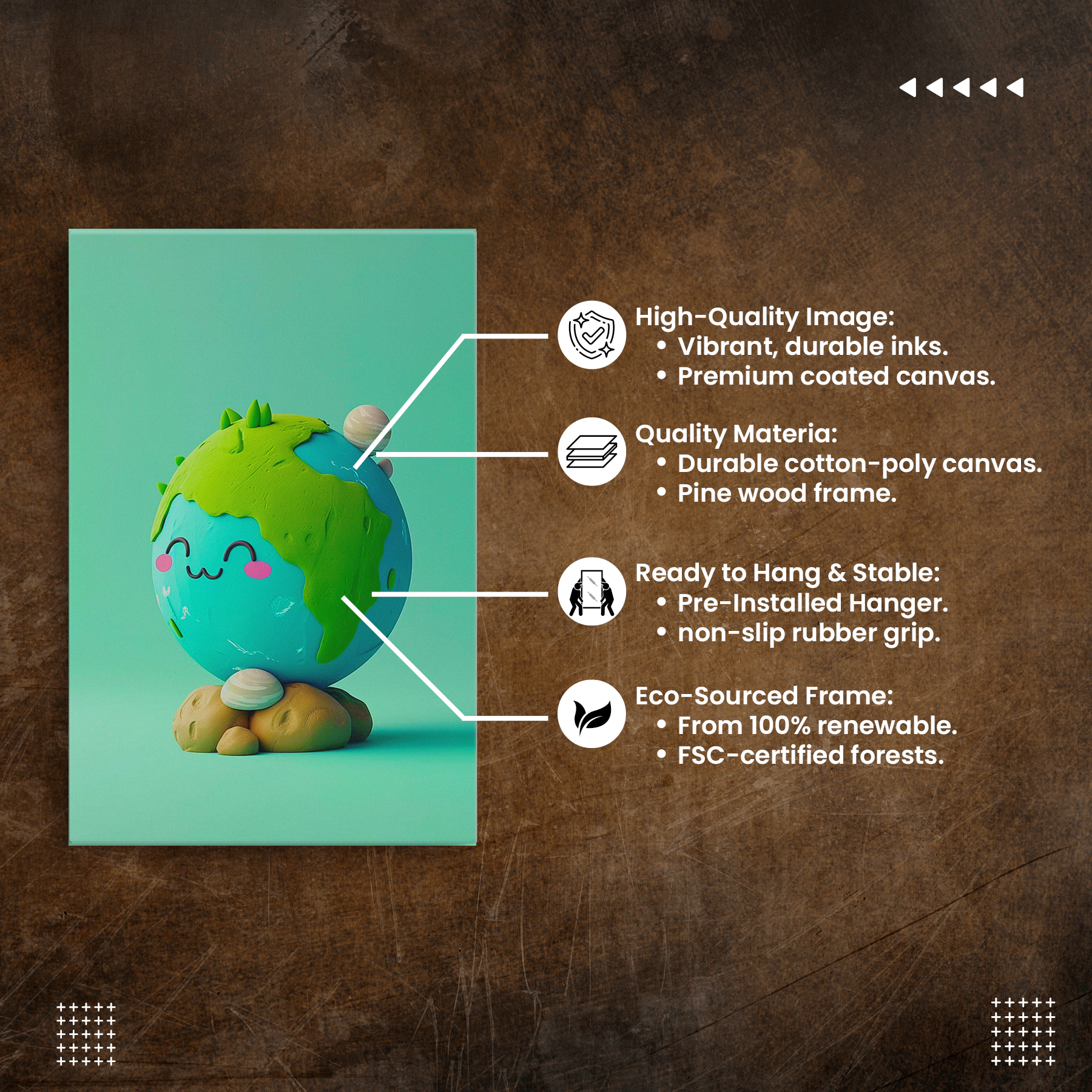 Adorable clay earth (Canvas)Discover Tangerine Grid at RimaGallery: a premium, eco-friendly canvas celebrating quality and sustainability. Elevate your space with vibrant, lasting art.RimaGallery