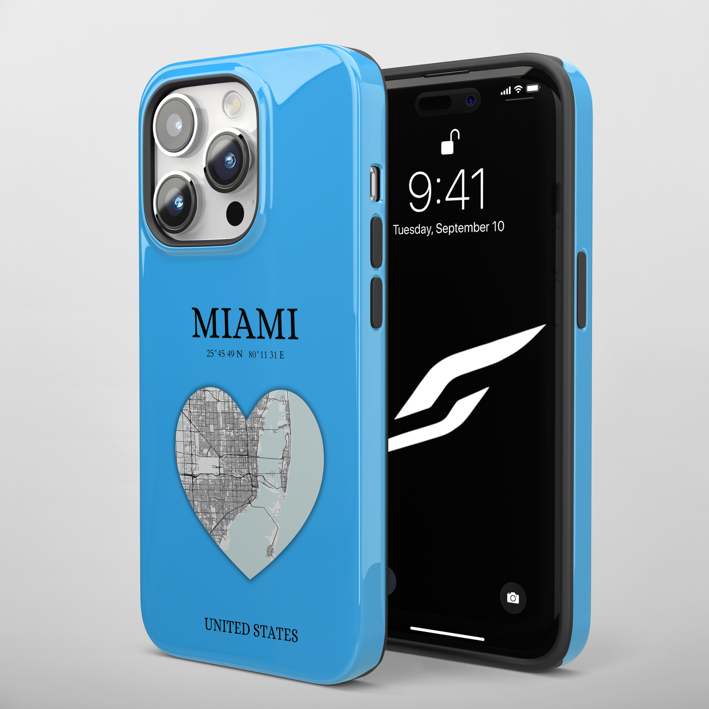 Miami Heartbeat - Sky Blue (iPhone Case 11-15)Capture the essence of Miami with RimaGallery's Heartbeat Sky Blue iPhone case, blending durable protection and unique design. Perfect for iPhone 11-15 models. Free RimaGallery