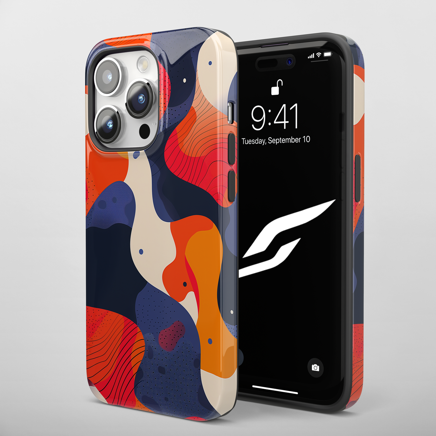 Colorflow Canvas (iPhone Case 11-15)Elevate your iPhone's protection and style with RimaGallery's Abstract flowing shapes in a bold color palette On case, featuring dual-layer defense and a sleek, glosRimaGallery