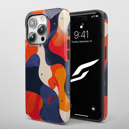 Colorflow Canvas (iPhone Case 11-15)Elevate your iPhone's protection and style with RimaGallery's Abstract flowing shapes in a bold color palette On case, featuring dual-layer defense and a sleek, glosRimaGallery