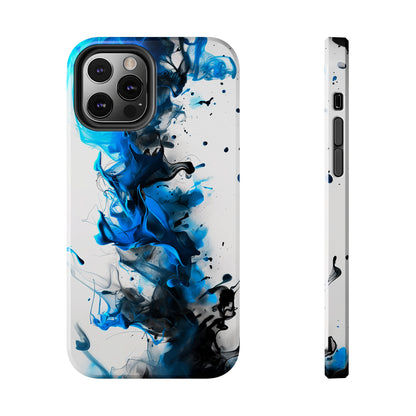 Blue Whisper (iPhone Case 11-15)Elevate your iPhone's style with a Blue and black ink abstract design on a white tough case. Sleek, durable protection for models 11-15. Free US shipping.RimaGallery