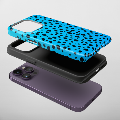 Dotted Delight - Sky Blue (iPhone Case 11-15)Elevate your iPhone's style with a Sky Blue surface with scattered dark dots and a tough case. Sleek, durable protection for models 11-15. Free US shipping.RimaGallery