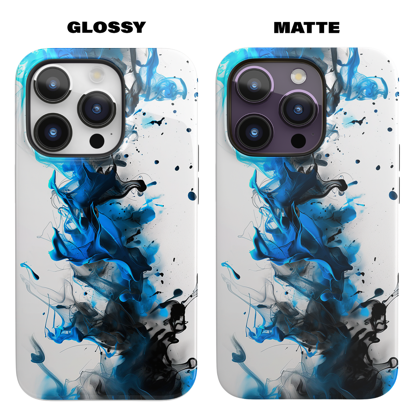 Blue Whisper (iPhone MagSafe Case)Elevate your iPhone's protection and style with RimaGallery's Blue and black ink abstract design on a white MagSafe Case. Enjoy dual-layer defense, vibrant design chRimaGallery