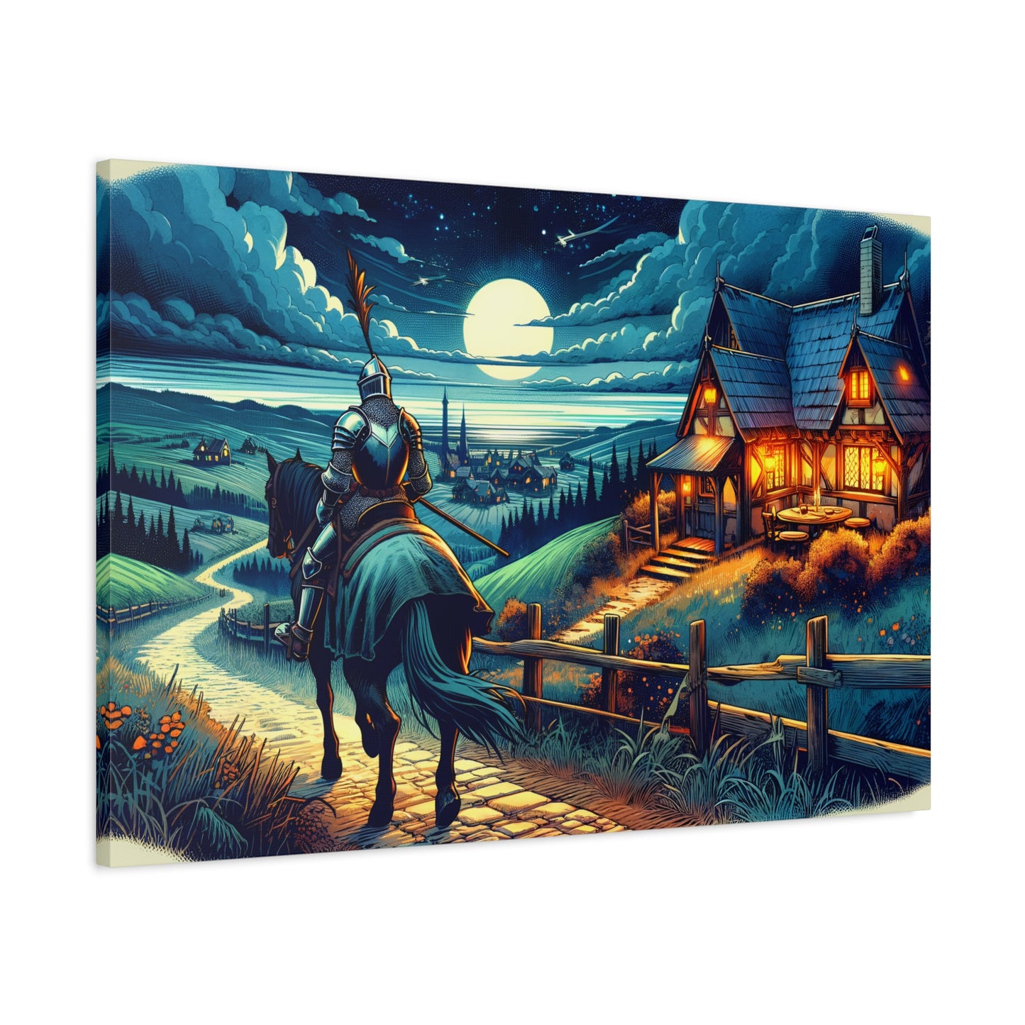 Moonlit Knight's Return (Canvas)Moonlit Knight's Return (Canvas  Matte finish, stretched, with a depth of 1.25 inches)
Struggling with low-quality canvases? Switch to RimaGallery! Our canvases are RimaGallery