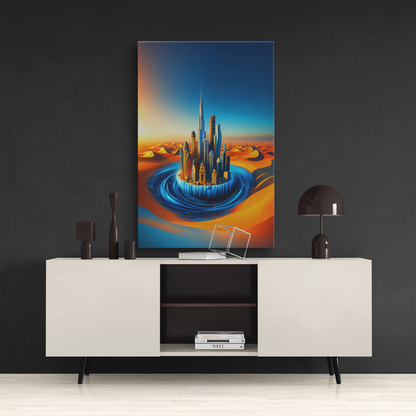 Aqua Metropolis (Canvas)Aqua Metropolis (Canvas  Matte finish, stretched, with a depth of 1.25 inches) Elevate your décor with RimaGallery’s responsibly made art canvases. Our eco-friendly RimaGallery