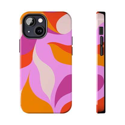 Peachy Swirls (iPhone Case 11-15)Elevate your iPhone's protection and style with RimaGallery's Peachy Swirls design in sunset shades On case, featuring dual-layer defense and a sleek, glossy finish.RimaGallery