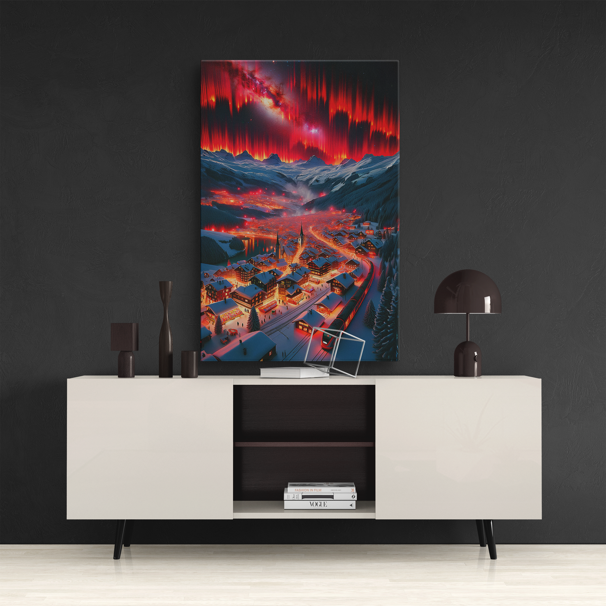 Aurora Village (Canvas)Aurora Village (Canvas  Matte finish, stretched, with a depth of 1.25 inches) Elevate your décor with RimaGallery’s responsibly made art canvases. Our eco-friendly mRimaGallery