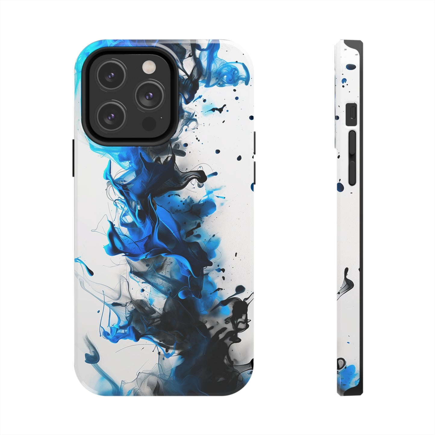 Blue Whisper (iPhone Case 11-15)Elevate your iPhone's style with a Blue and black ink abstract design on a white tough case. Sleek, durable protection for models 11-15. Free US shipping.RimaGallery