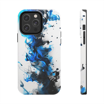 Blue Whisper (iPhone Case 11-15)Elevate your iPhone's style with a Blue and black ink abstract design on a white tough case. Sleek, durable protection for models 11-15. Free US shipping.RimaGallery