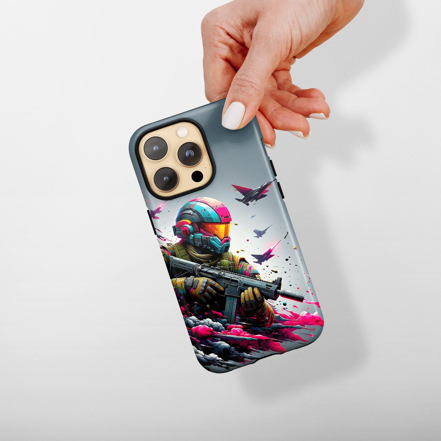 Spectrum Soldier (iPhone MagSafe Case)Spectrum Soldier MagSafe Durable Case: Style Meets Protection 📱✨
Upgrade your device with Rima Gallery's Spectrum Soldier MagSafe Durable Case. This case isn’t justRimaGallery