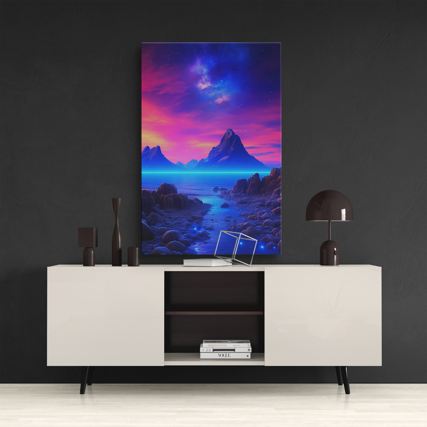 Galactic Lullaby (Canvas)Galactic Lullaby  (Canvas  Matte finish, stretched, with a depth of 1.25 inches) Elevate your décor with RimaGallery’s responsibly made art canvases. Our eco-friendlRimaGallery