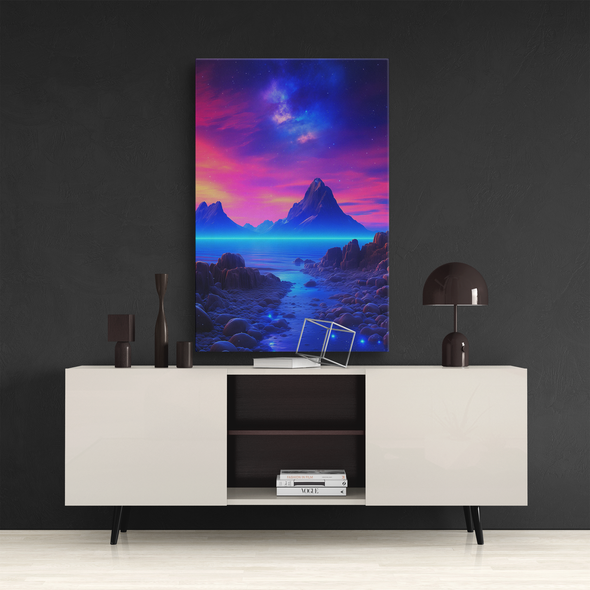 Galactic Lullaby (Canvas)Galactic Lullaby  (Canvas  Matte finish, stretched, with a depth of 1.25 inches) Elevate your décor with RimaGallery’s responsibly made art canvases. Our eco-friendlRimaGallery
